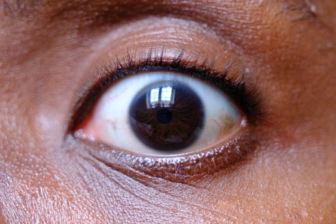 a man's eye in sharp focus
